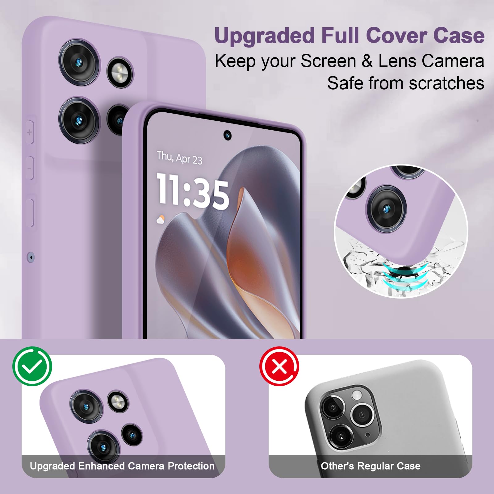 Cover per Motorola Edge 50 Neo, Custodia Antiurto Case Sottile in Silicone TPU con Fodera in Microfibra e Protezione della Fotocamera -Viola Chiaro