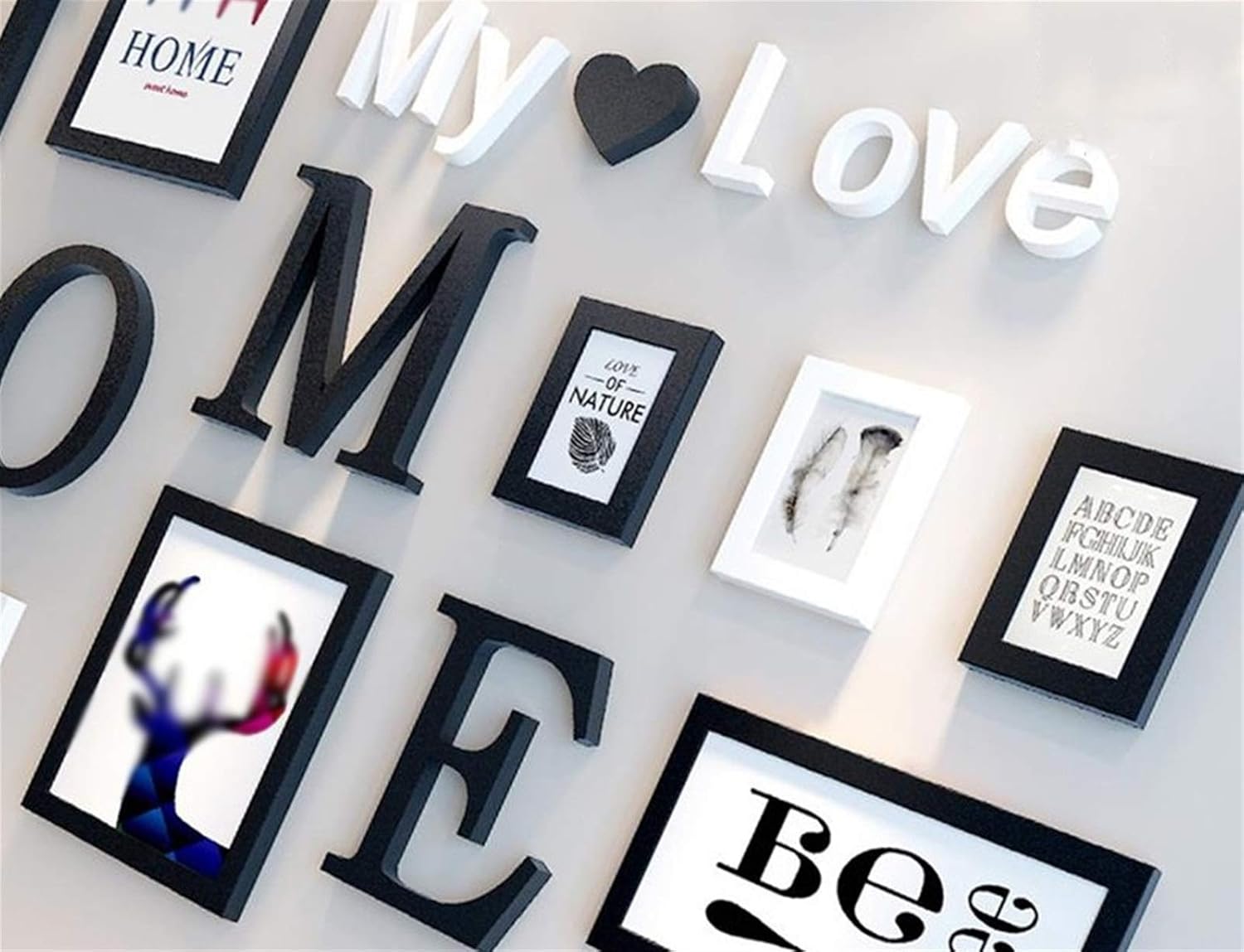 LSSOAZZVVN Solid Wood Home Photo Wall My Love Simple Decorative Picture e Creative Living Room Wall Hangings Bedroom Wall Hangings Dining Room Wall Decorations (Color : A) (D)