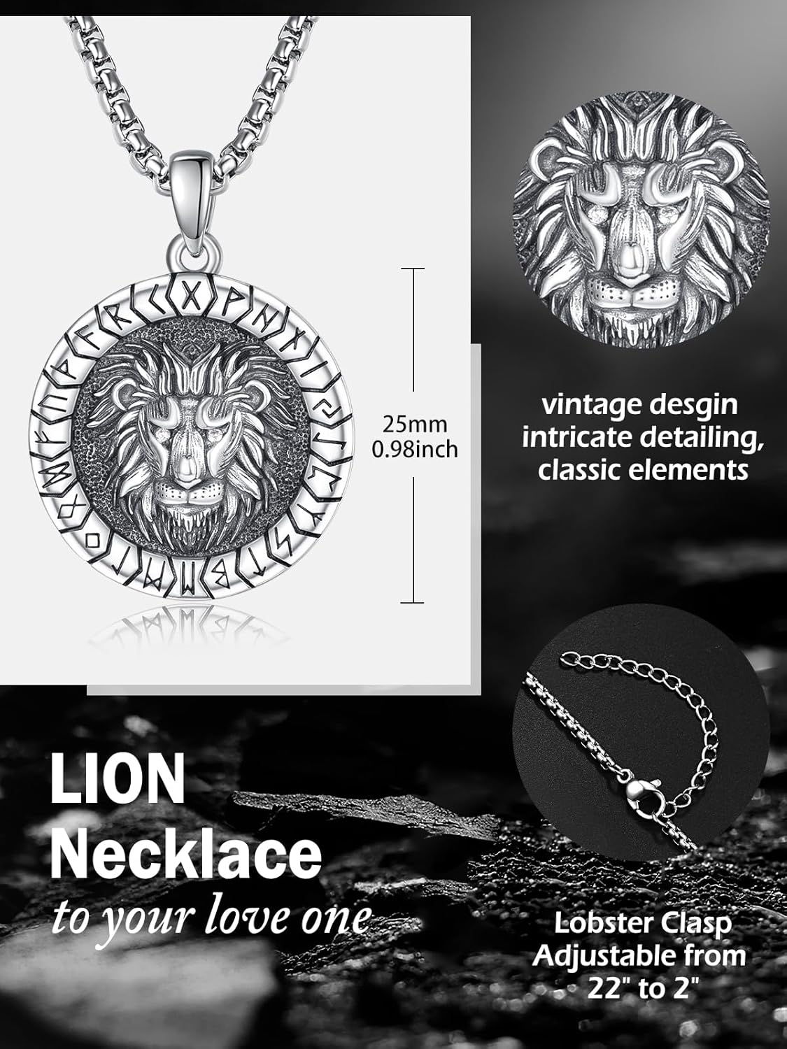 925 Sterling Silver Lion Necklace for Men Animal Pendant Lion Jewelry Gifts - Image 4