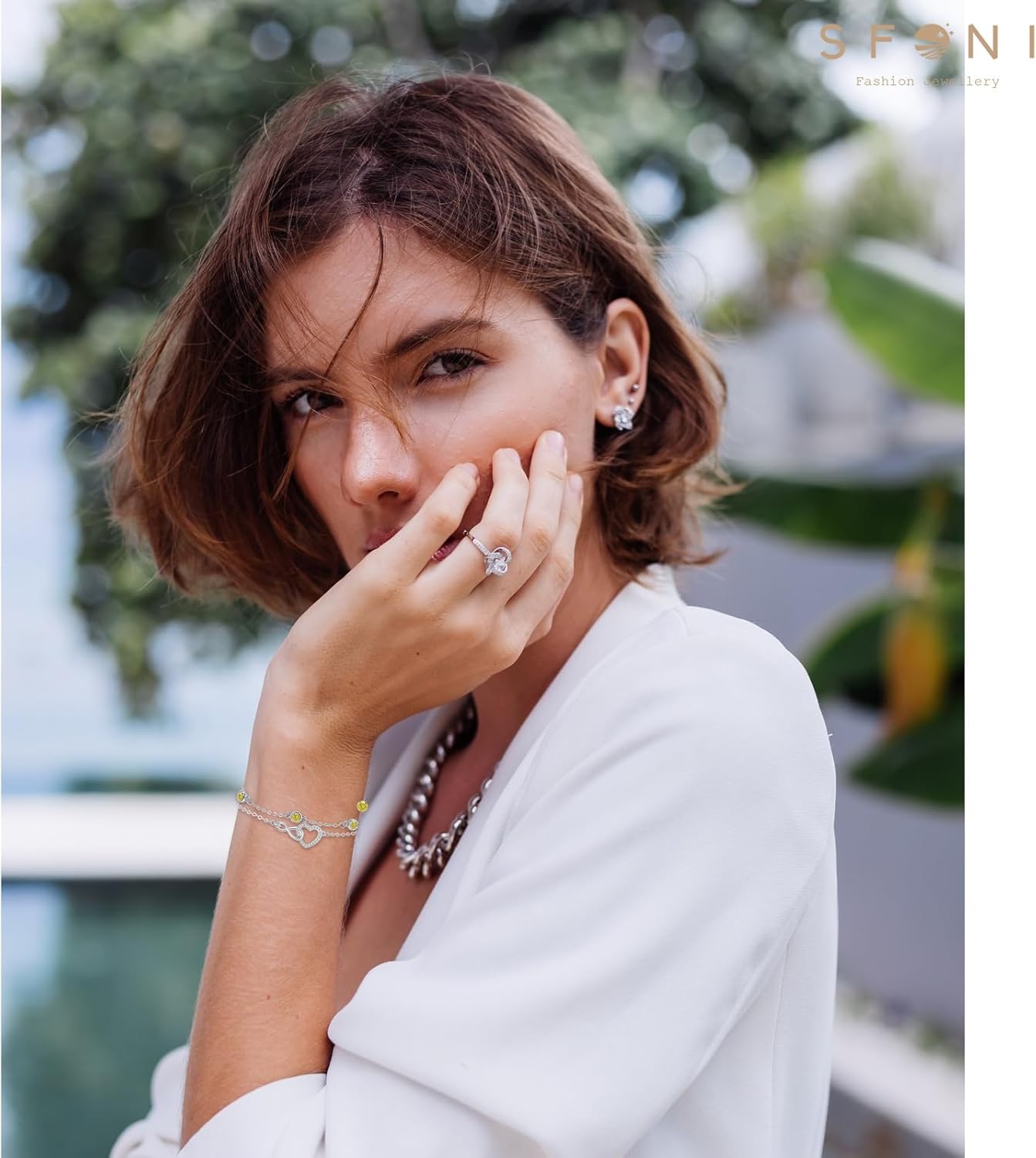 Silver Bracelet for Women, Infinity Heart Bracelet with Cubic Zirconia Adjustable Layered Bracelets Forever Love Jewelry Gifts for Mom Wife Girlfriend Friend Birthday Wedding Bride - Image 5