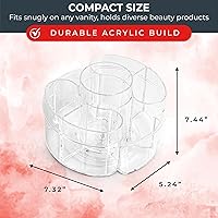 Vista 3 de Masirs Small Rotating Makeup Organizer - Mini Yet Spacious Cosmetic Storage Solution with Multiple Compartments - The Perfect Spinning Make-Up Caddy