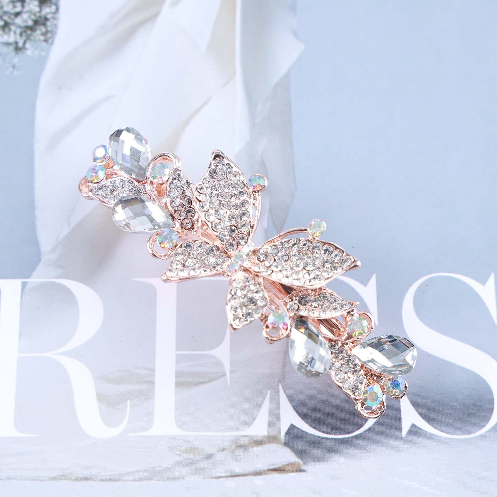 Amazon.com : Zeshimb Wedding Crystal Hair Clips Gold 