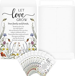 100 Packs Wedding Favors for Guests Let Love Grow Seed Packet Kraft Bags Wildflower Seed Envelopes Resealable Blank Empty Organizer Storage Bag for Wedding Party Bridal Shower Gift