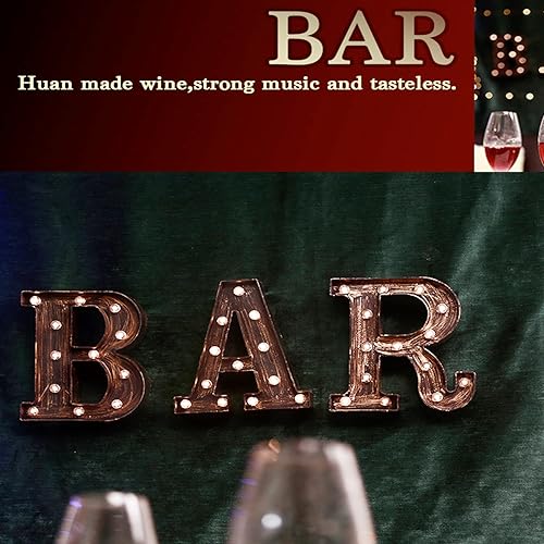 Miniatura 5 de Glintee LED Letra grande de marquesina con luces, 26 letras, estilo clásico, para luz nocturna, boda, fiesta de cumpleaños, funciona con pilas,