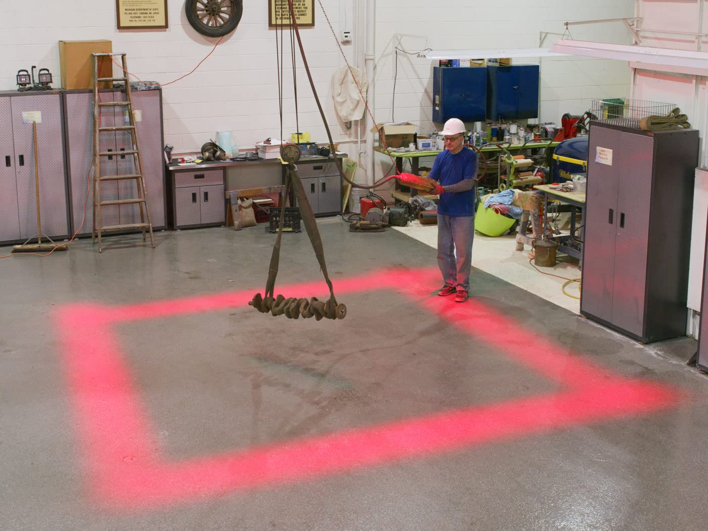 Straits LED Crane Light, 140W Red Overhead Safety Spotlight, 11,666lm, 9-60V, Removable Lens, Create Lines or Spots Around Danger Zone, Driver Included