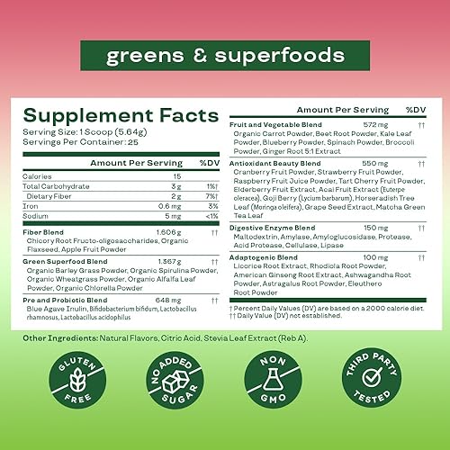 Vista 12 de Bloom Nutrition Green Superfood Super Greens Powder Juice & Smoothie Mix Comida entera completa (espirulina orgánica, clorela, hierba de trigo)
