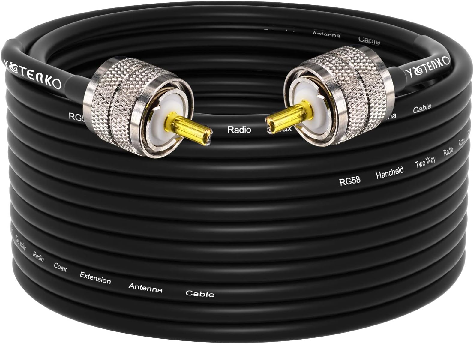 RG58 Coaxial Cable 49.2ft, CB Coax Cable, UHF PL259 Male to Male Coaxial 50 Ohm Coax Low Loss for HF VHF CB Radio, Ham Radio, SWR Meter, Scanner, Antenna Analyzer