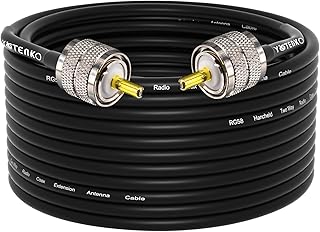 CB Coax Cable,RG58 Coaxial Cable 49.2ft,UHF PL259 Male to Male Cable 50 Ohm Low Loss for HF VHF CB Radio,Ham Radio,SWR Meter,Dummy Load,Antenna Analyzer