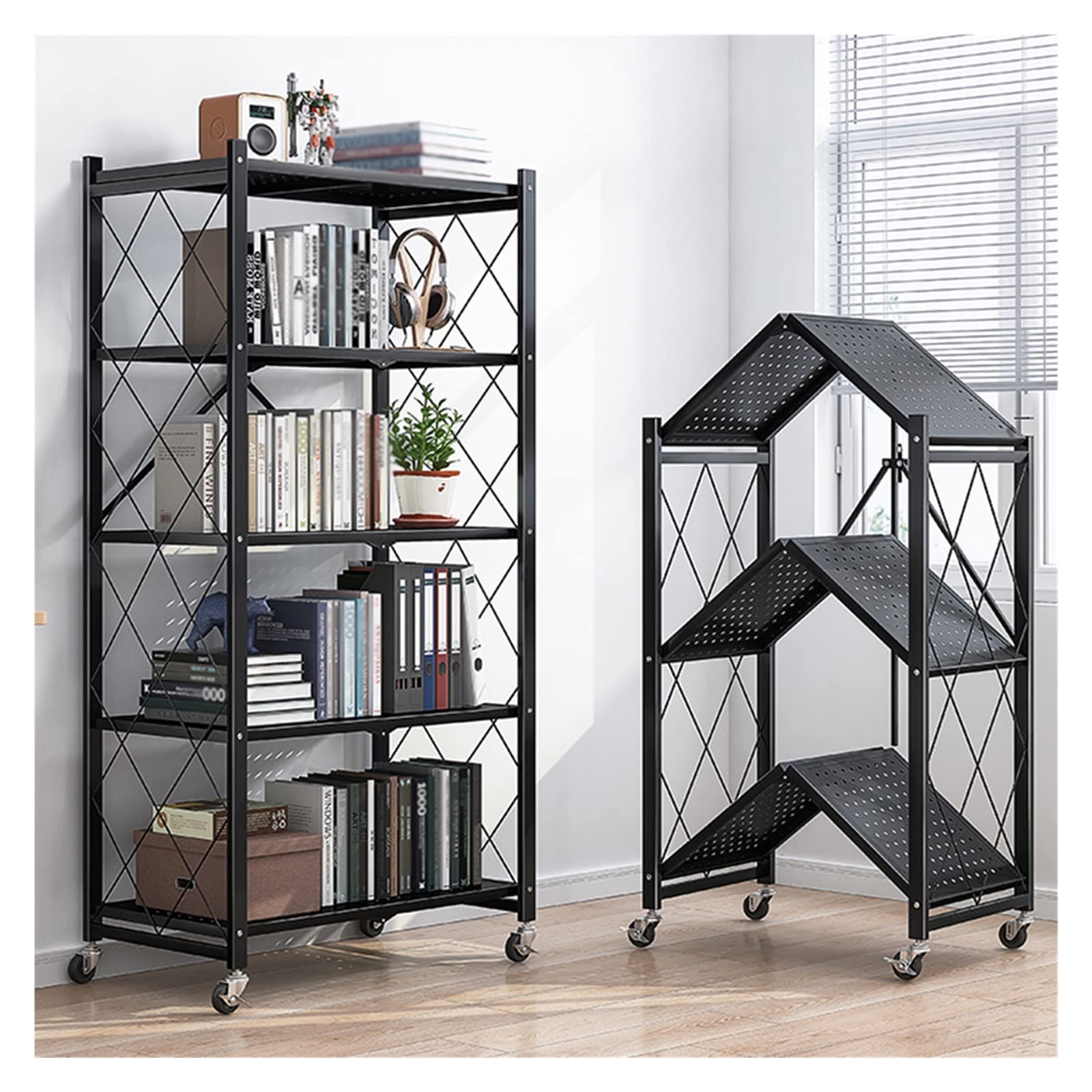 Étagère mobile de cuisine et salle de bain pliable 4 niveaux