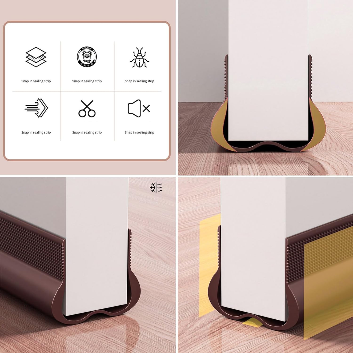 Door Soundproofing Strips 1 Roll PVC Sweeps Seal Gaps Portable for Enhances Sound Insulation in Homes Bottom