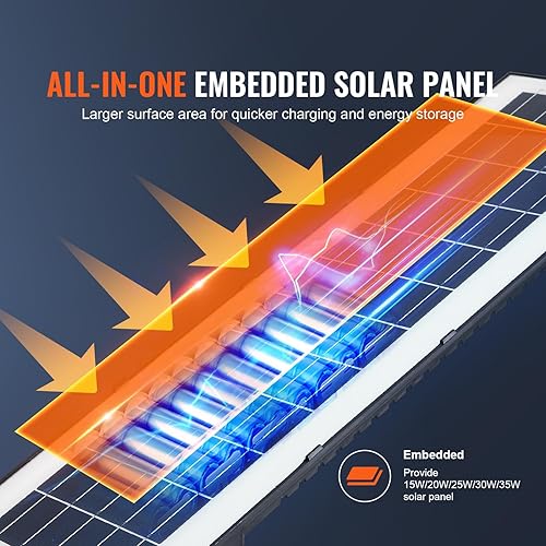 Miniatura 3 de VEVOR Luz solar de calle de 600 W, luces de inundación solares LED para exteriores 60000lm con control remoto infrarrojo, IP66 impermeable, sensor