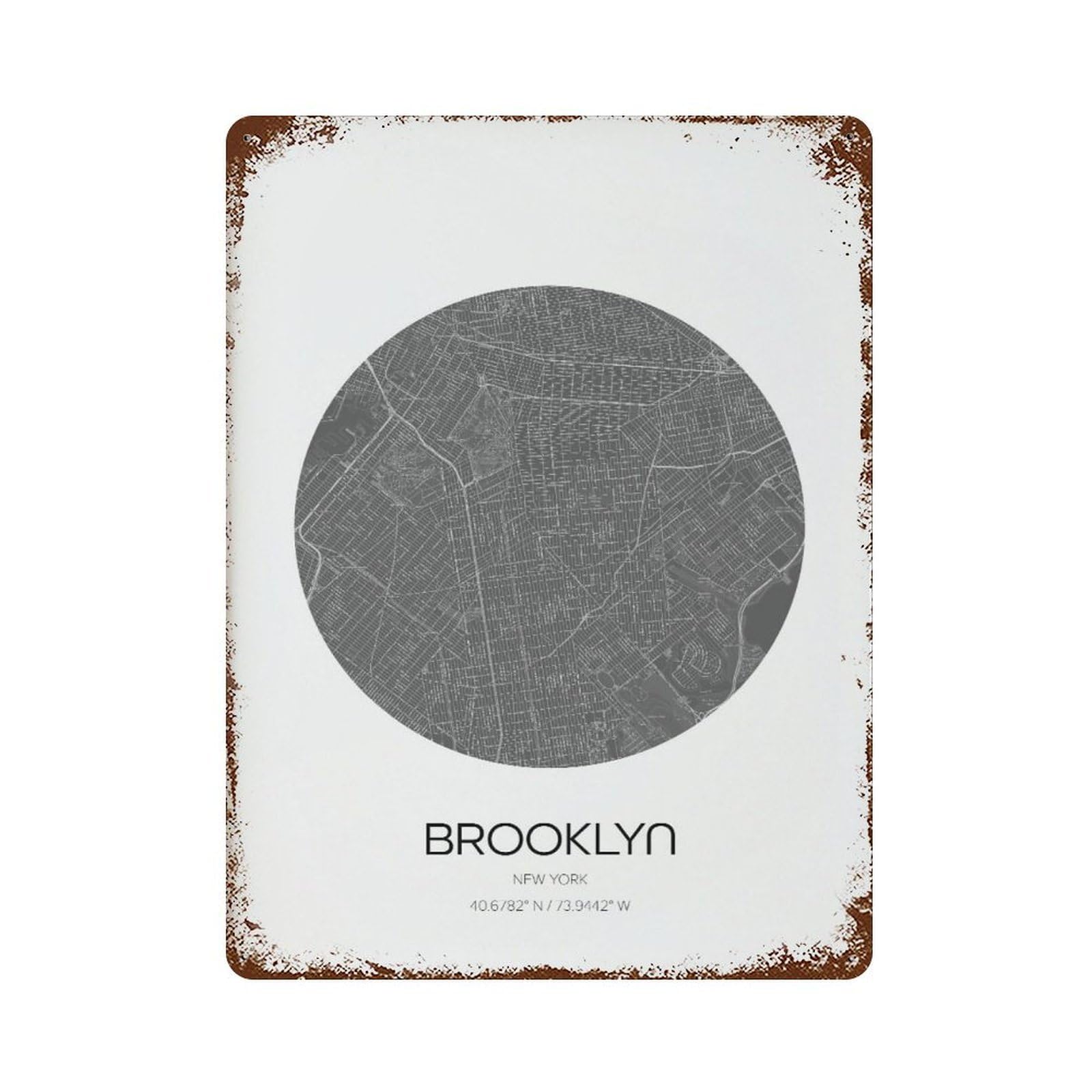 xiaoxiaoshen Brooklyn Map Modern City Wall Decor Art Metal Tin Poster Modern Home Decor Art Home Bar Shop Decorations Vintage Sign 40x30cm