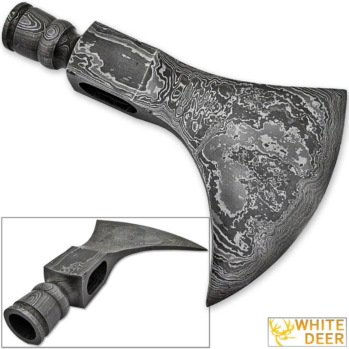 White Deer War Hammer Damascus Axe Head Blank Battle