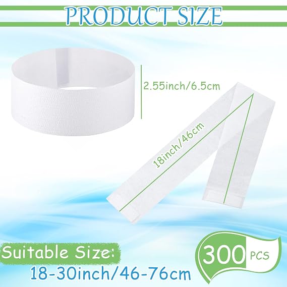300 Pcs Disposable Facial Headbands Non Woven Spa Makeup, White