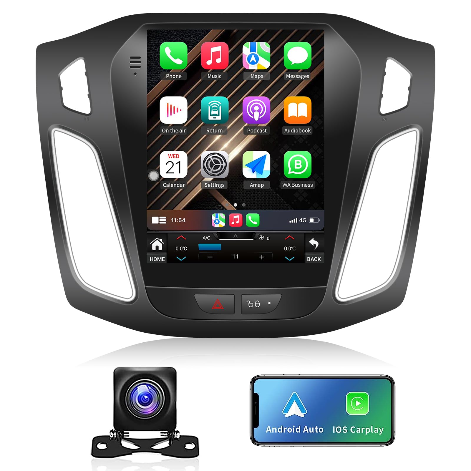 Upgrade 4GB+32GB Android13 Car Stereo Radio for Ford Focus 2012-2018 Wireless CarPlay & Andriod Auto 10.4 Inch Touch Screen Android Car Radio with GPS