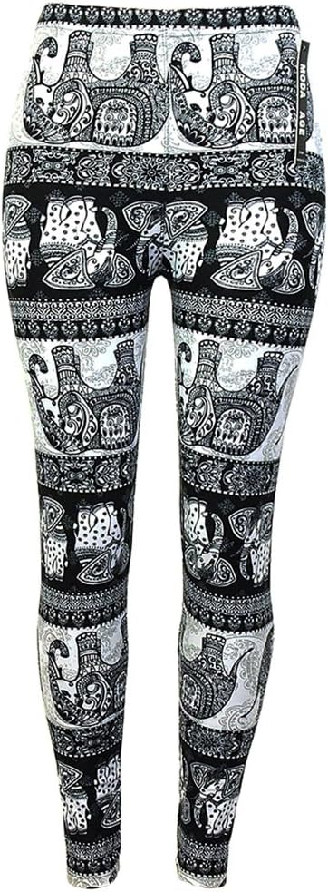 Moda Age Women’s Ulthed Best Patterned Printed Leggings - Regular & Plus Sizes (Regular (Size 0-14), Elephant Galore)