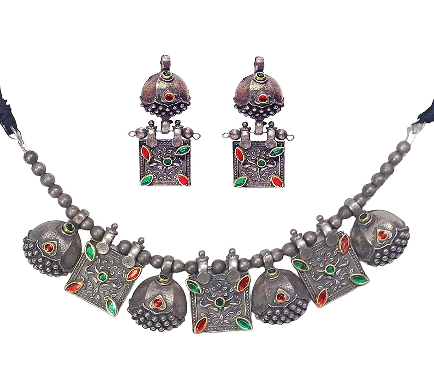 Paninaro Afghani Antique Oxidised Jewellery Silver Choker Necklace for Women & Girls (B0C4L8NQCM) Amazon Price History, Amazon Price Tracker
