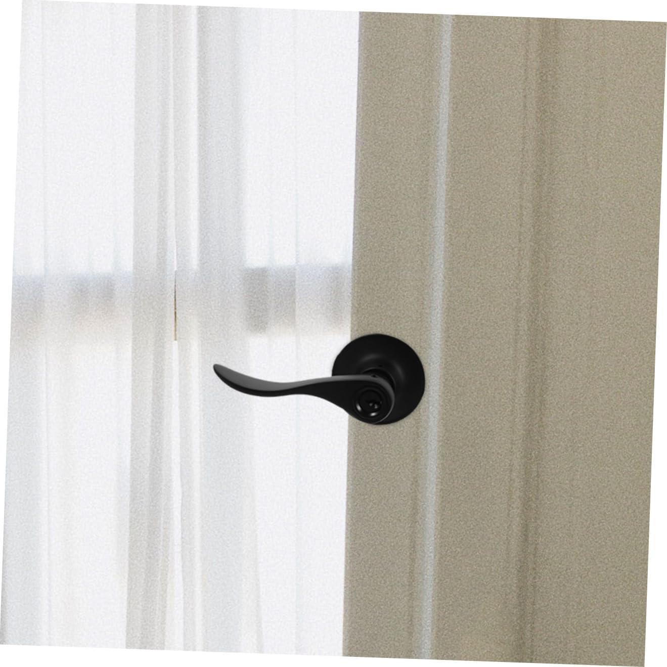 Privacy Door Lever Lock for Bedroom and Bathroom Black Round Hole Entry Door Handle with Lock for Home Use