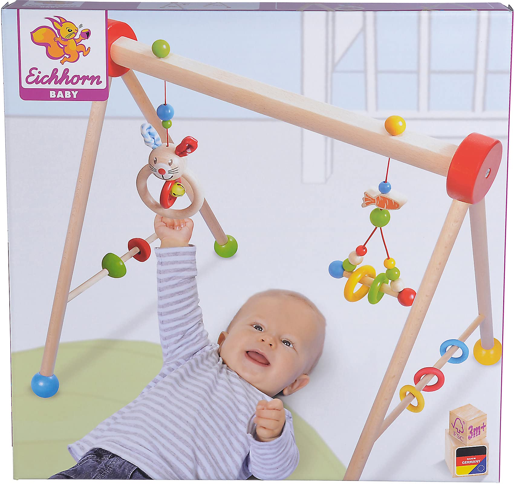 Eichhorn Eichhorn-Gym-100017034 Baby Gym, diseño de Conejo, con función de Juego y Agarre, 45 x 51, FSC 100%, Madera de Haya, Felpa, BSK, 3 m+ Fabricado en Alemania, Multicolor, Large (100017034)
