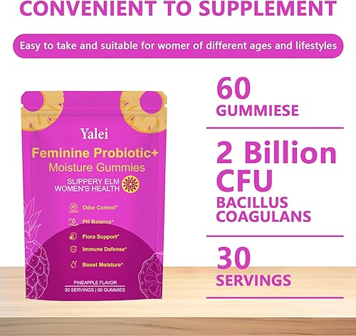 Miniatura 4 de Yalei Gomitas de gatito resbaladizo  sus jugosas gomitas de probióticos femeninos  Apoya el equilibrio del pH y la salud digestiva, olmo resbaladizo