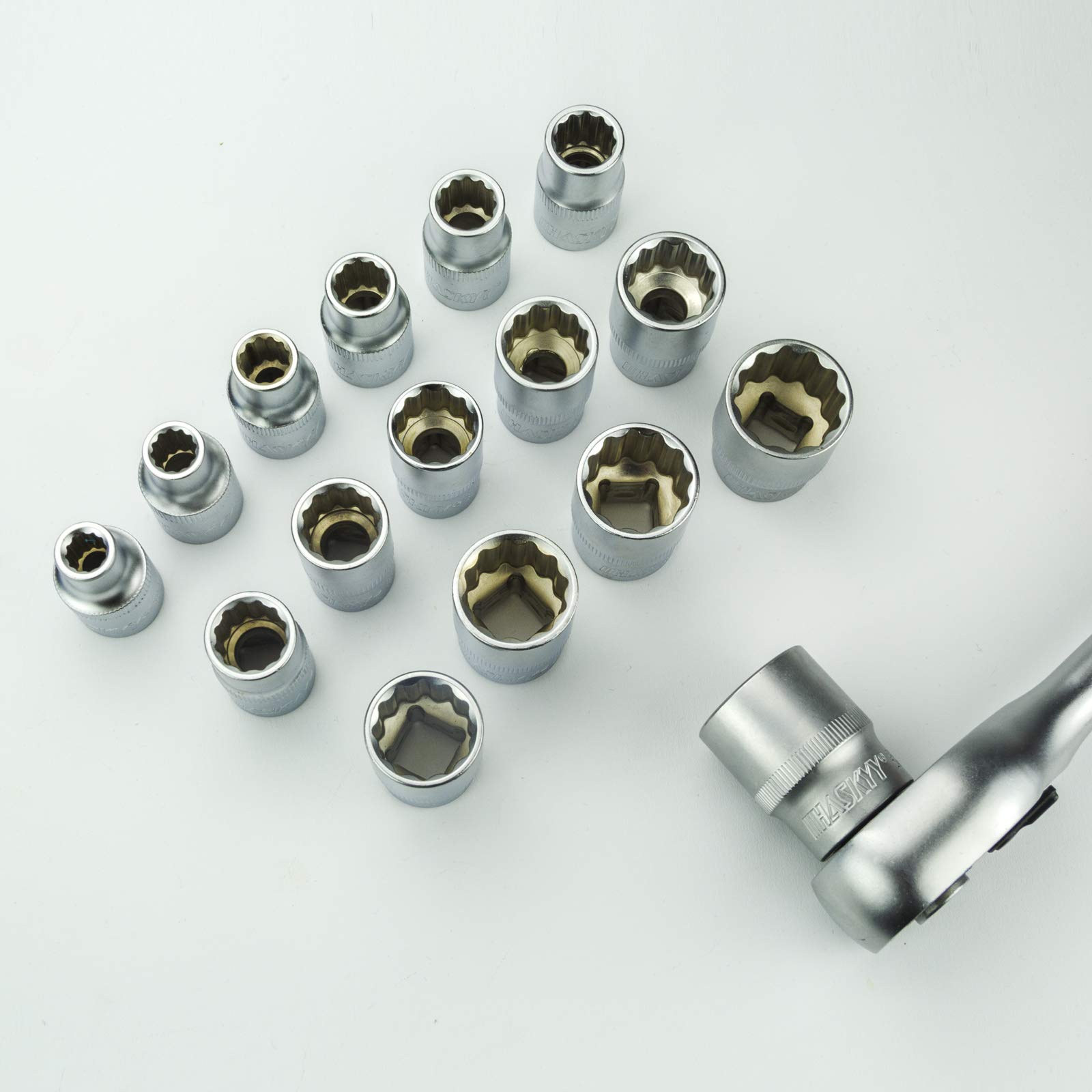 HASKYY Lot de 21 clés à douille multidents avec profil 12 et 6 pans, 8-36 mm, XZN Torx
