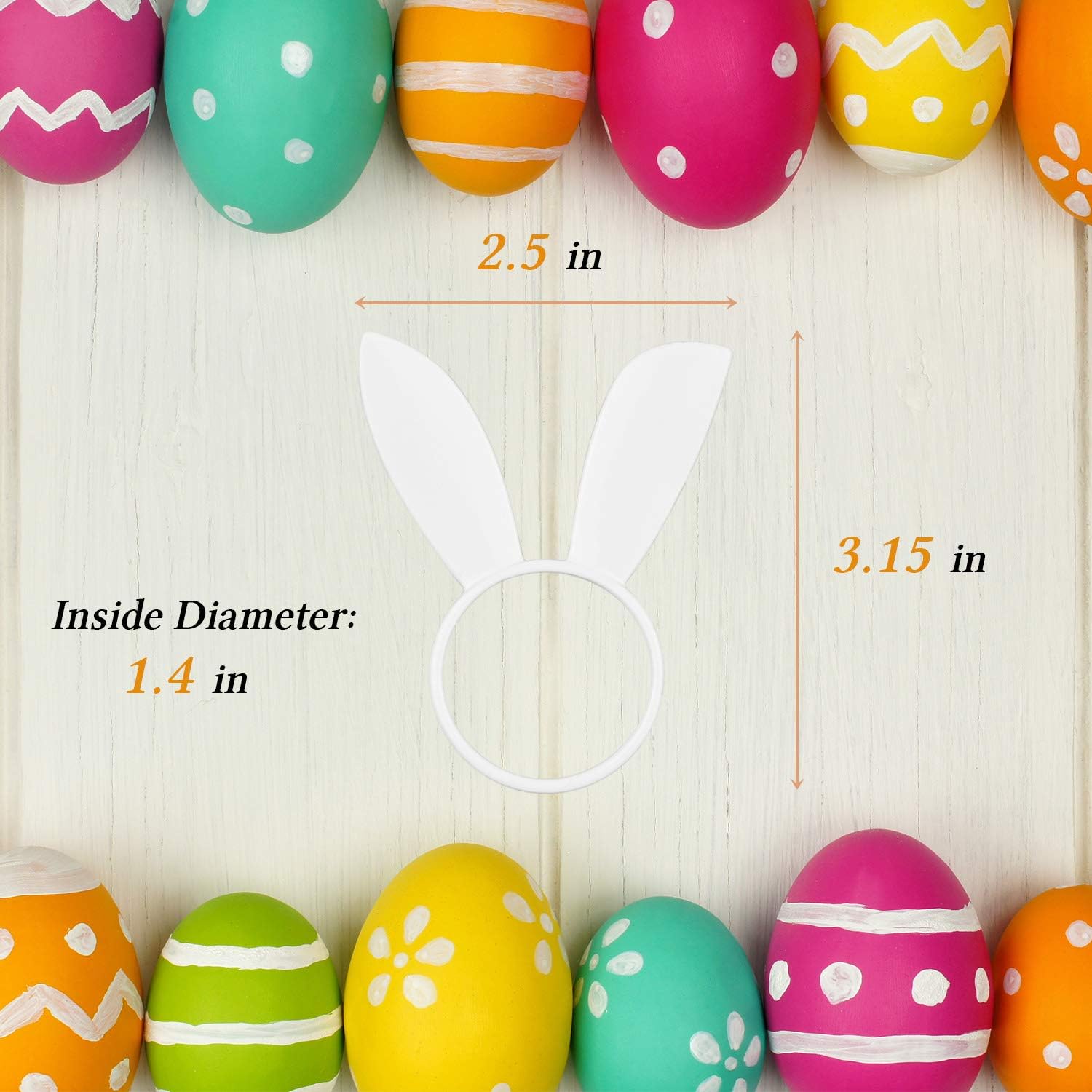 Black Friday - 50% OFF D-BUY Set of 6 Easter Bunny Ears Napkin Rings, White Rabbit Ears Napkin Rings for Easter Dinner Spring Weddings Parties Table Decorations