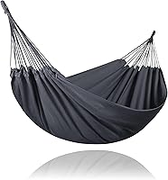 Vista 37 de SUNCREAT Hamaca colgante doble extragrande para camping, hamacas para 2 personas exteriores, resistente, gris oscuro con borlas