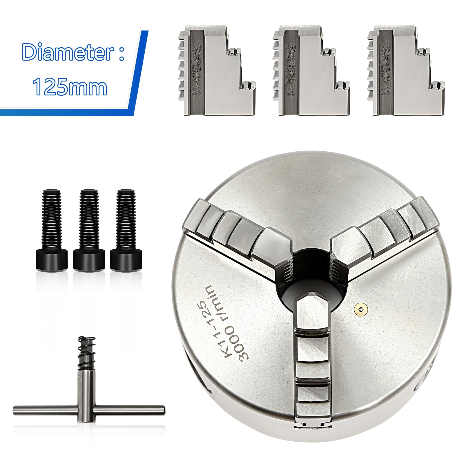 Mandrino per tornio da 125 mm, mangime autocentrante con chiave Chuck, 3 tornio per macchine utensili e macchine utensili CNC