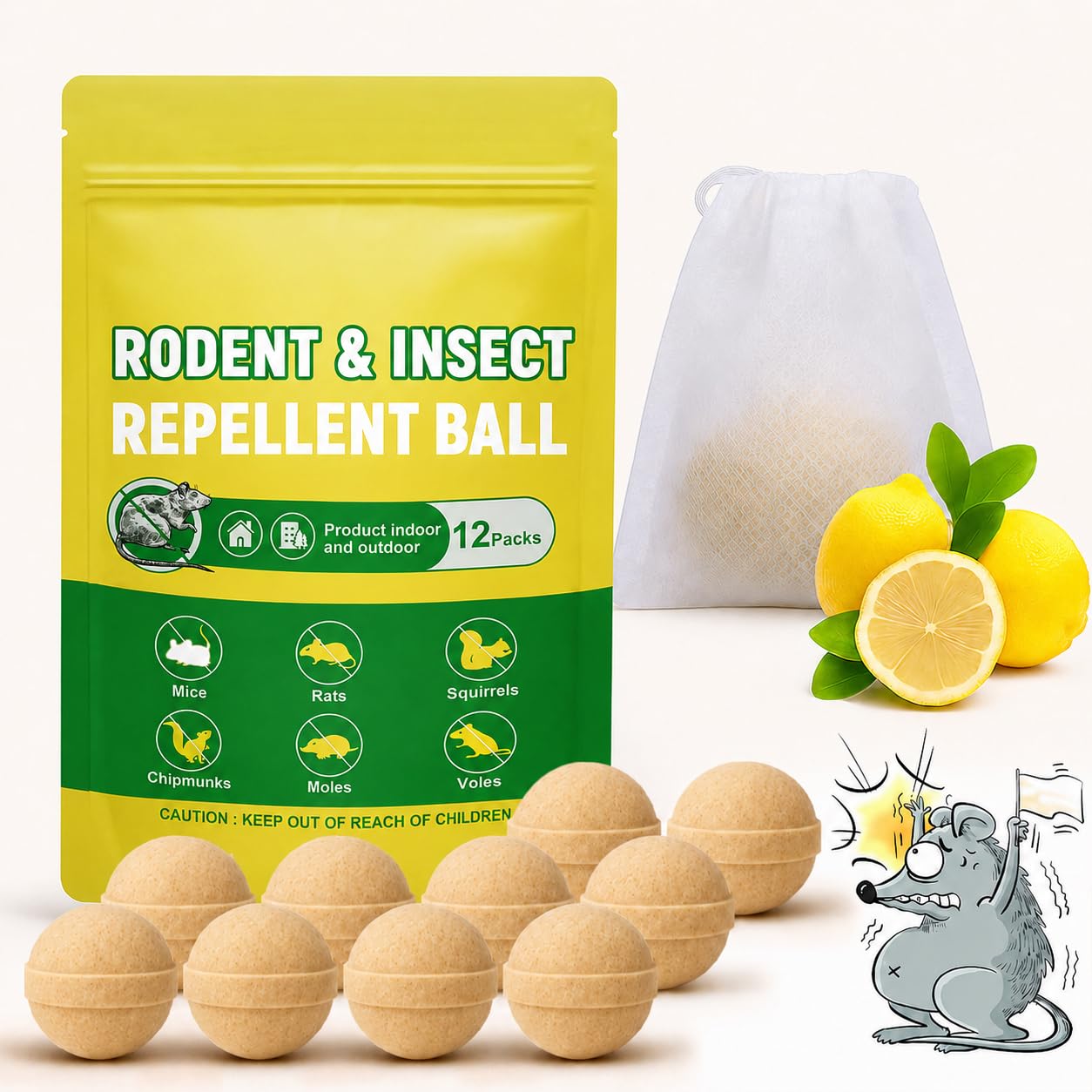 Rodent and Insect Repellent Moth Balls 12 Pack