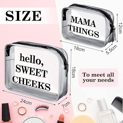 Miniatura 2 de Oudain Juego de 4 bolsas organizadoras de bolsas de pañales de PVC transparente, bolsa de pañales de viaje impermeable con cremallera, bolsa de