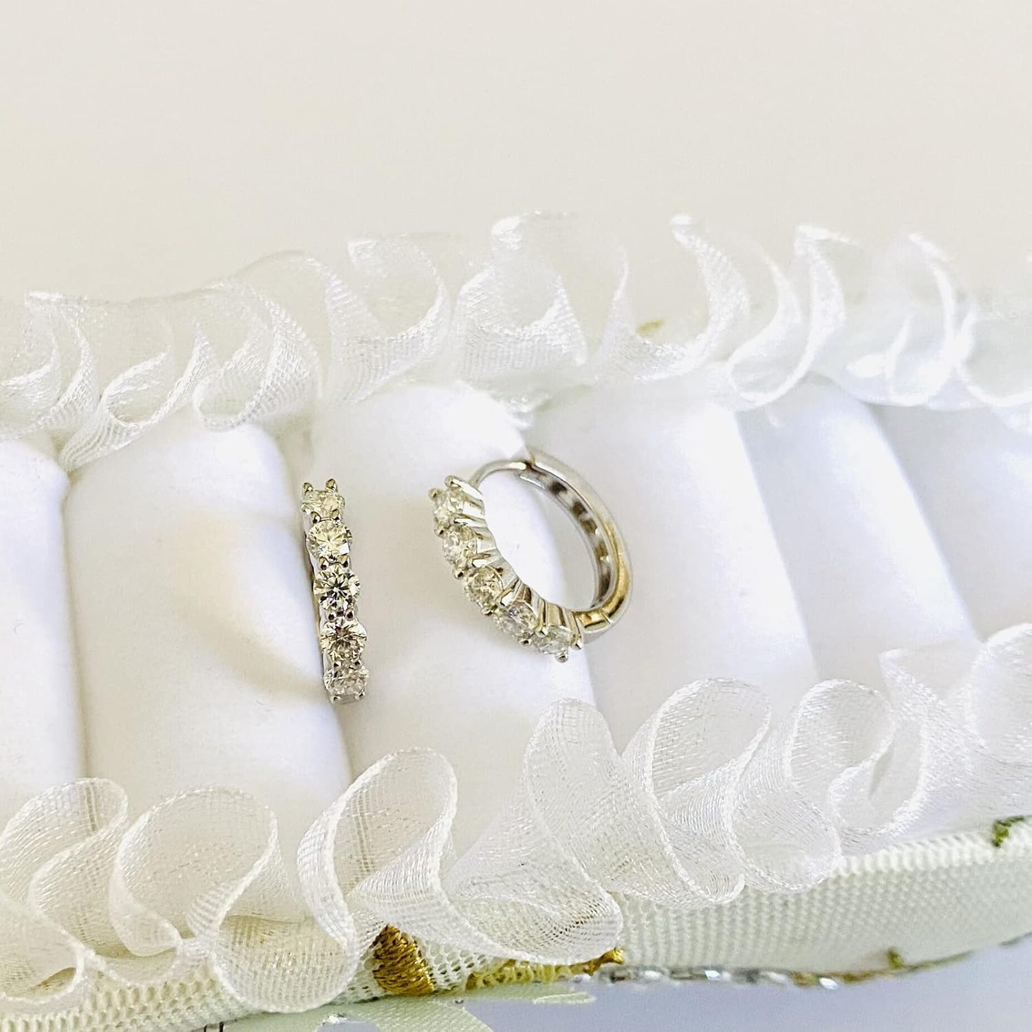 Moissanite Hoop Earrings, Huggie Hoops Sterling Silver Hoops Earrings for Women - Image 4