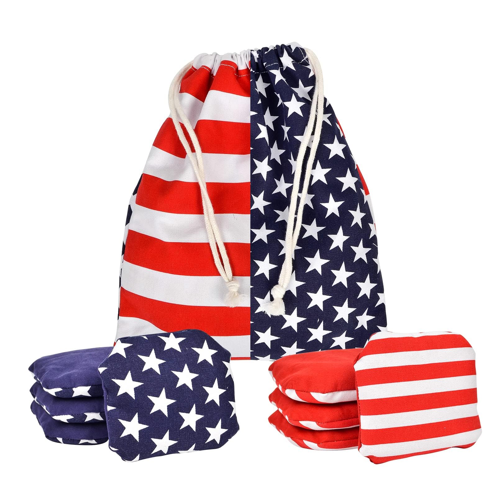 TOYSHARING Bags All Weather Proof Plastic Pellet Filled Corn Hole Bean Bags Pro Corn Hole Bags Set of 8 Regulation Waterproof Bean Bags Canvas Corn Holes Bean Bags with Tote Bag