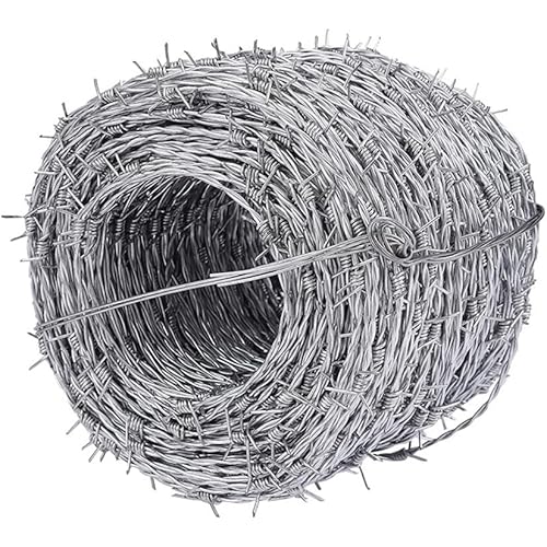 GZHERVICES Barbed Wire Fence, Galvanized Spikes Roll, Ideal for Outdoor Security Fencing, Livestock, Home & Garden Fences, Anti-Cat Fox Bird Deterrent, Agricultural Fencing(2.1mm-100m)