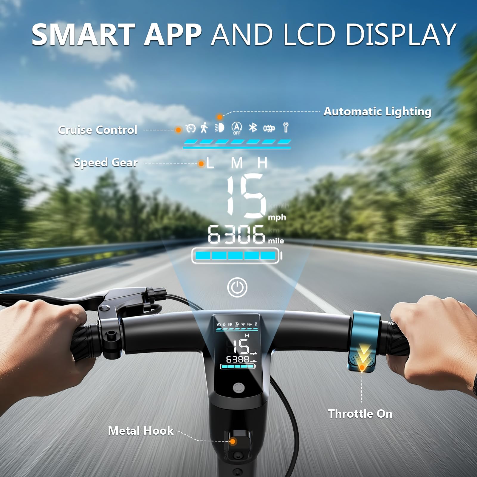 SISIGAD Patinete Eléctrico Adulto 10 Pulgadas Plegable Scooter Eléctrico con App, Patinete Eléctrica 350W Motor 36V 7.8AH Batería 25 km/h Velocidad Maxima, Electric Scooter con Doble Freno