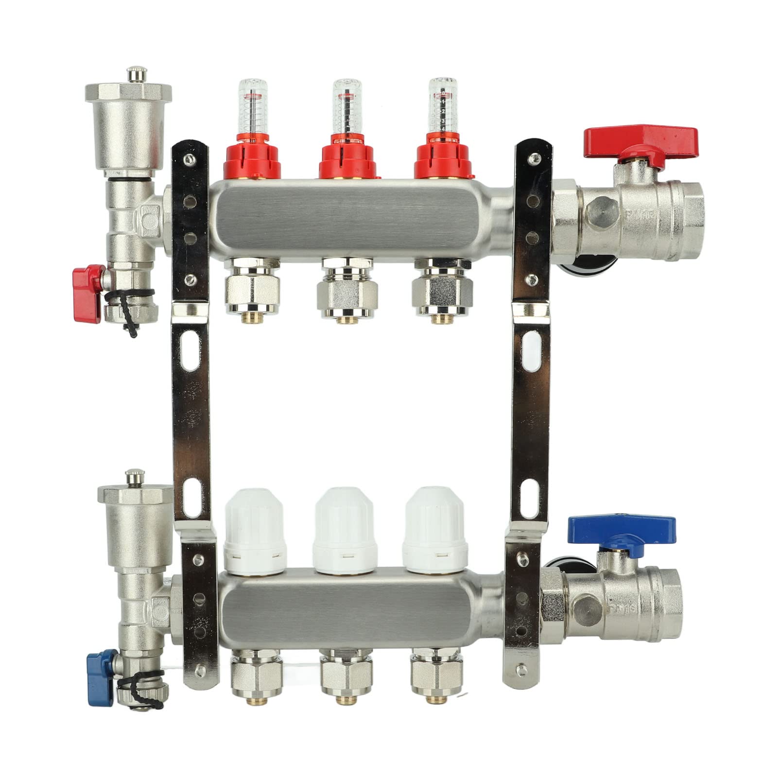 EMUKOEP Colector de Calor Radiante de 3 Bucles con Medidor de Flujo de Alta Precisión, Manómetro, Kit de Colector de Calor para Piso G1in