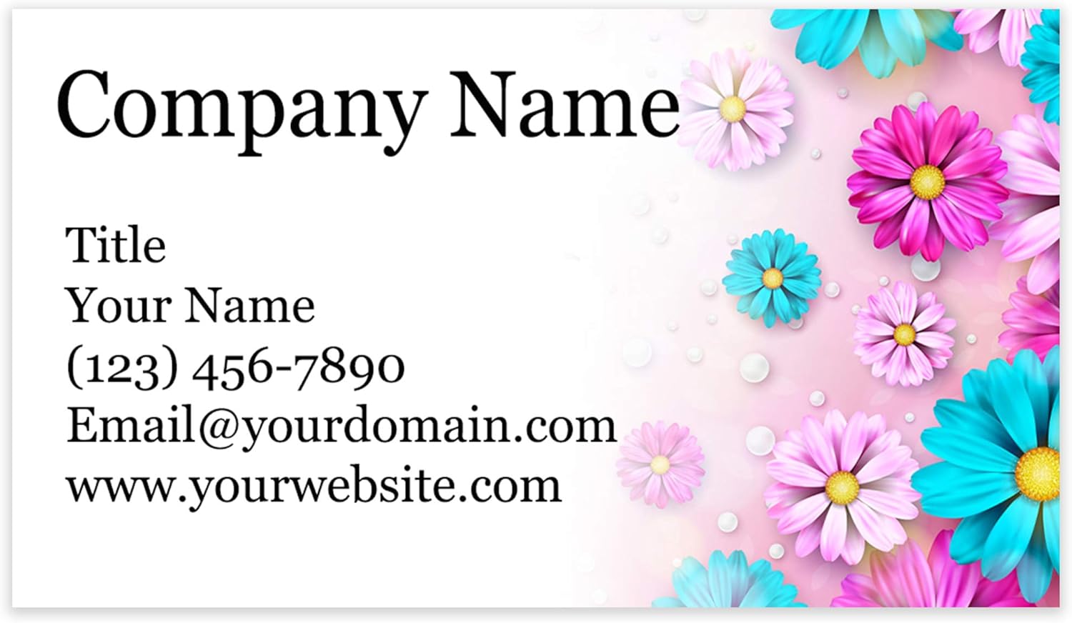 Personalized Floral Design Business Cards 3.5" x 2" - Recycled or Matte Card Stock - 100% Made in the U.S.A. - Over 20 Floral Designs! (Sugar Flowers)