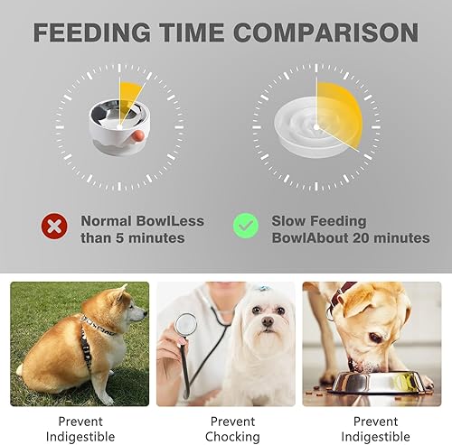 Miniatura 3 de DRENOYIC Cuencos de cerámica para perros de alimentación lenta, tazón de comida para perros de raza pequeña y media, promueve una alimentación