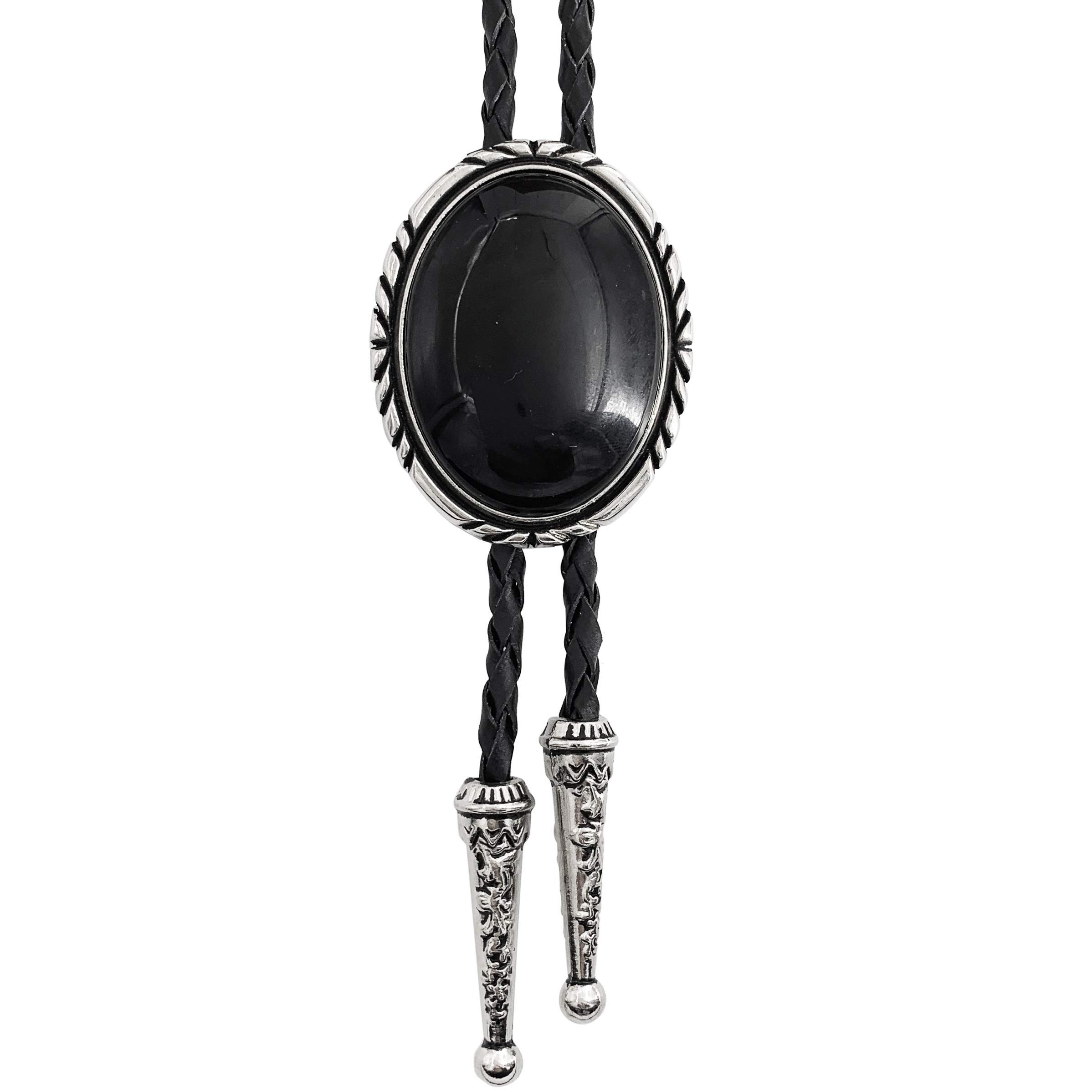 SELOVO Native American Genunie Rhinestone Leather Statement Bolo Tie Bola Tie
