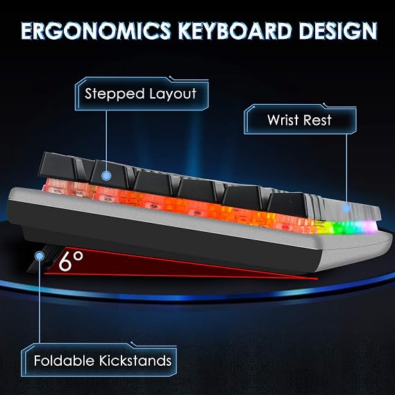RGB Backlit Gaming Keyboard with Mouse Combo and Mouse pad, Multimedia Keyboard Knob,Mechanical Feel USB Wired Keyboard for Windows PC, Silvery White (10209)