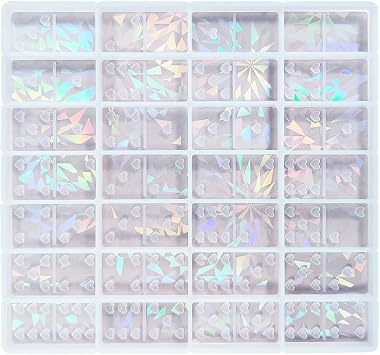 Heart Dominoes Holographic Silicone Mold Crystal Epoxy Resin Game Mold Jewelry Molds for Resin Casting