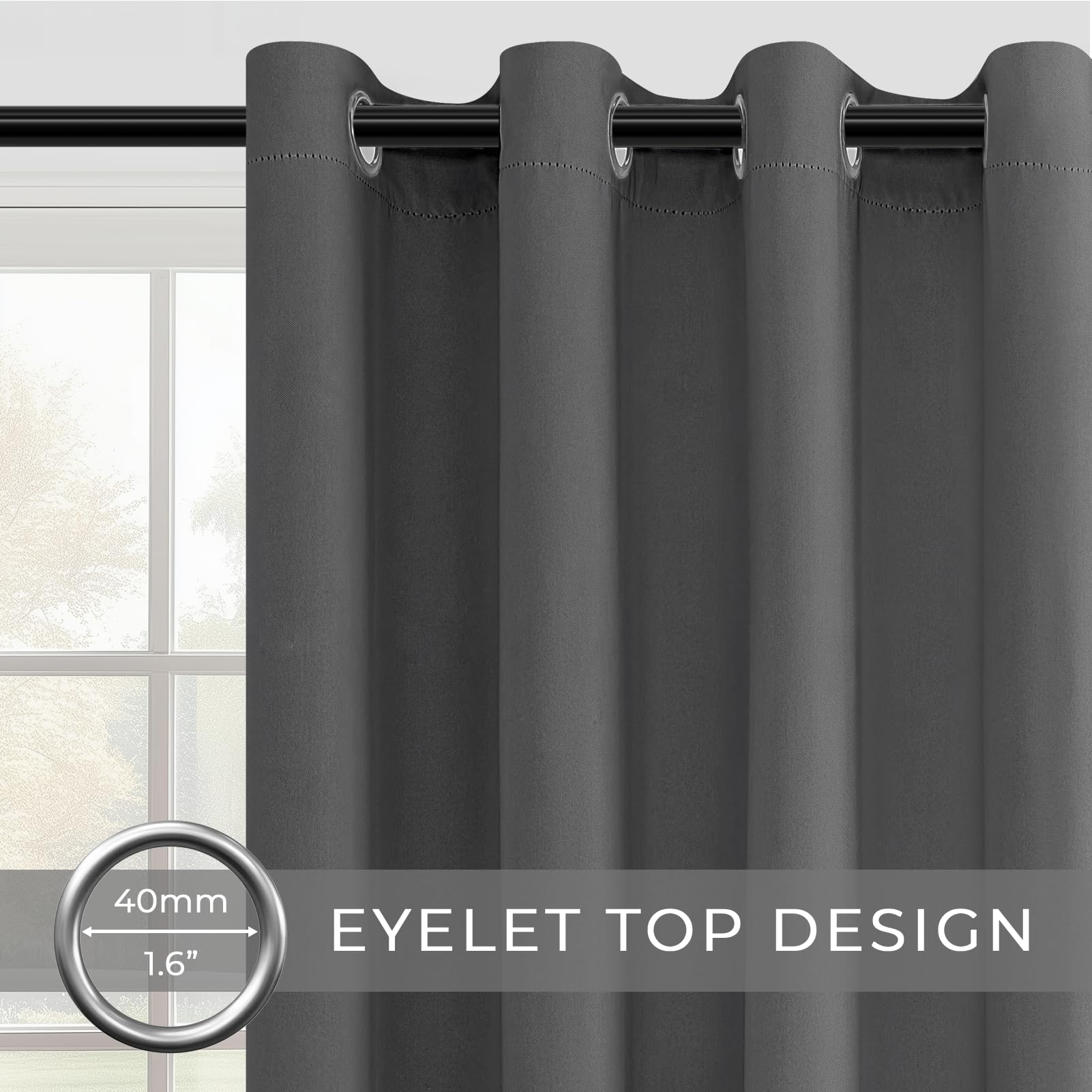 MRTREES 2 Pezzi Tende Oscuranti per Interni Termiche Isolanti con Occhielli Moderne Tende Coprenti Tinta Unita per Camera da Letto e Soggiorno 140x240 CM(Larghezza x Altezza) Grigio Scuro