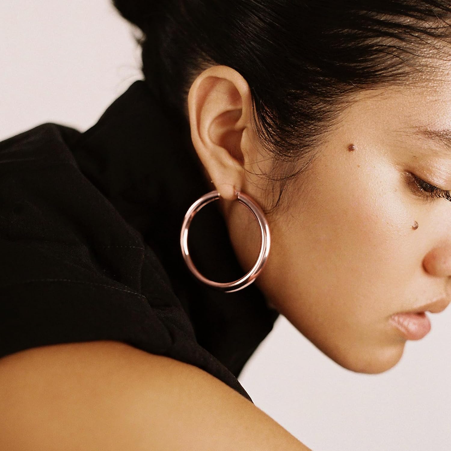 YOUNGYUE 8mm Wide Chunky Gold Hoops 14K Real Gold Plated Hypoallergenic 925 Sterling Silver Hoops Lightweight Big Gold Hoop Earrings for Women 30/40/50/60mm - Image 3