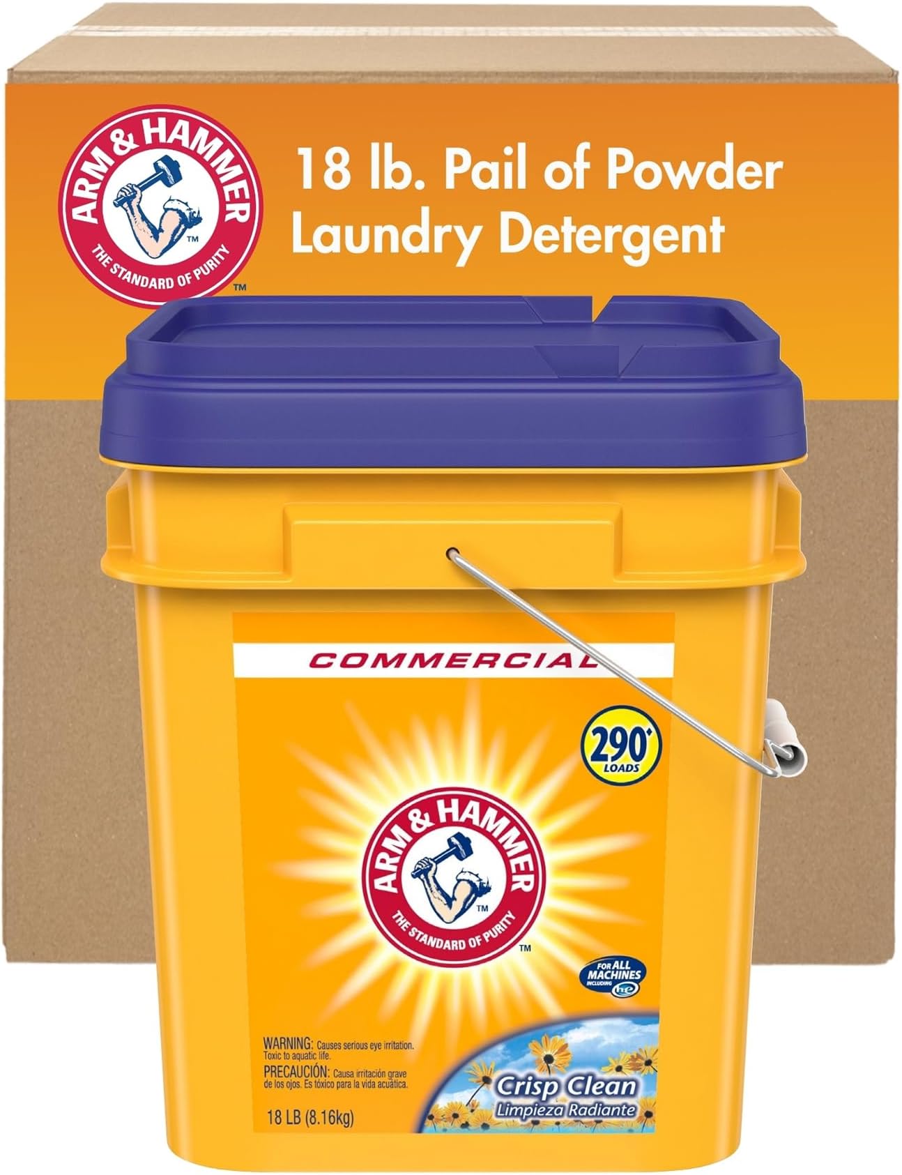 powder laundry detergent, crisp clean, 18 lb pail