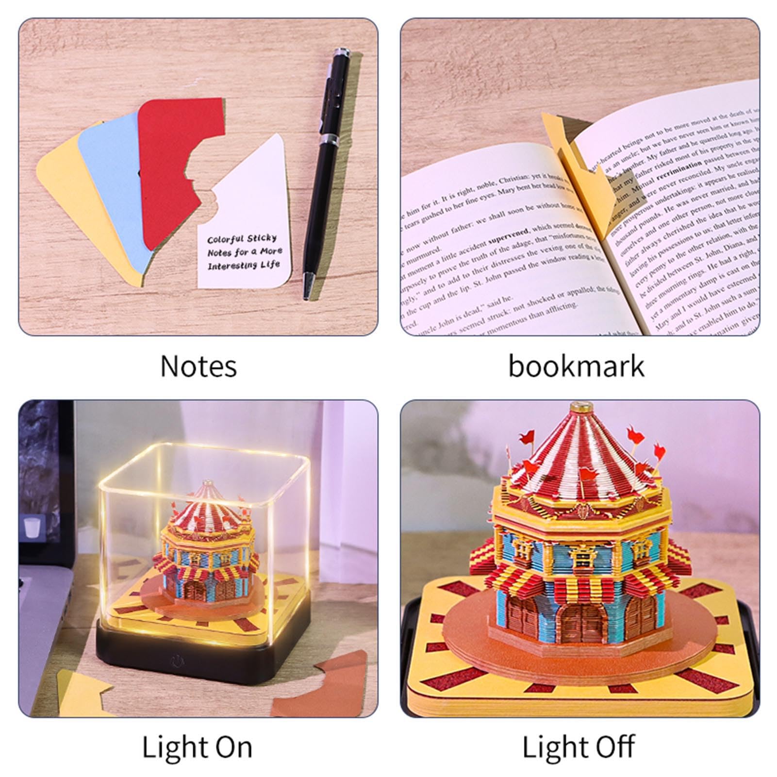 Naroote 3D Kunst Notizblock mit Kreativem Zirkusdesign