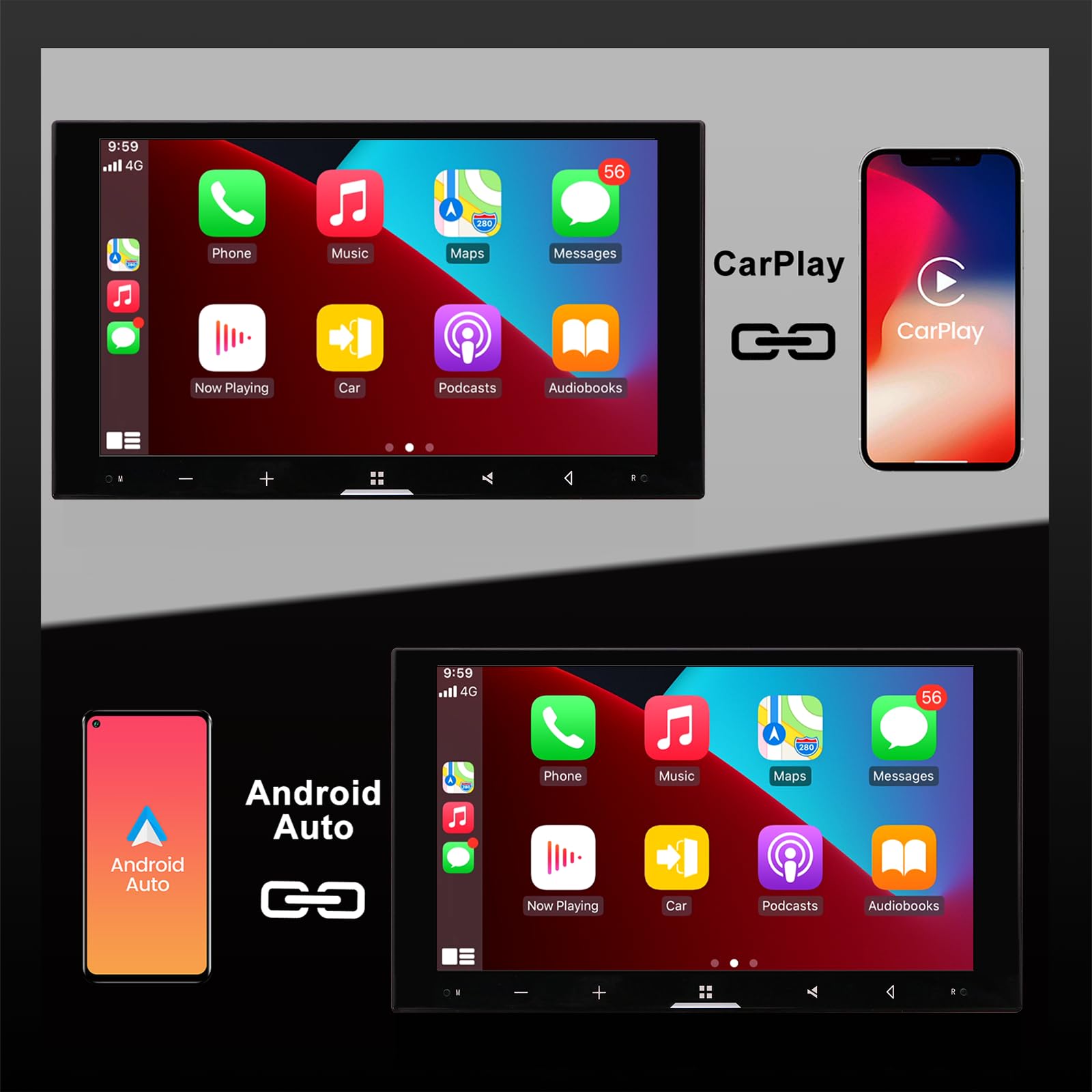 4GB+64GB Android Autoradio für Volkswagen Polo 9N 9N3 2001-2009 2 Din, 7 Zoll QLED Bildschirm mit Wireless CarPlay & Android Auto, 1080P Rückfahrkamera, GPS, WiFi, Bluetooth, DSP AM RDS USB