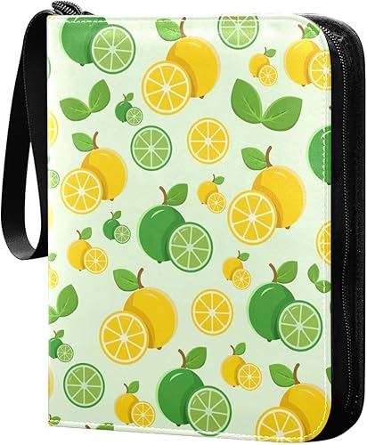 Miniatura 2 de Lemon Green Yellow Trading Card Binder 4-Pocket PU Cover Card Albums with 55 Removable Sleeves 3-Ring Card Organizer for MTG TCG Sports Cards Game