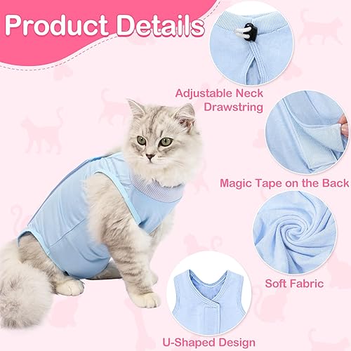 Miniatura 3 de Traje de recuperación para gatos para heridas abdominales o enfermedades de la piel, mameluco de gato para gatos después de la cirugía, traje de