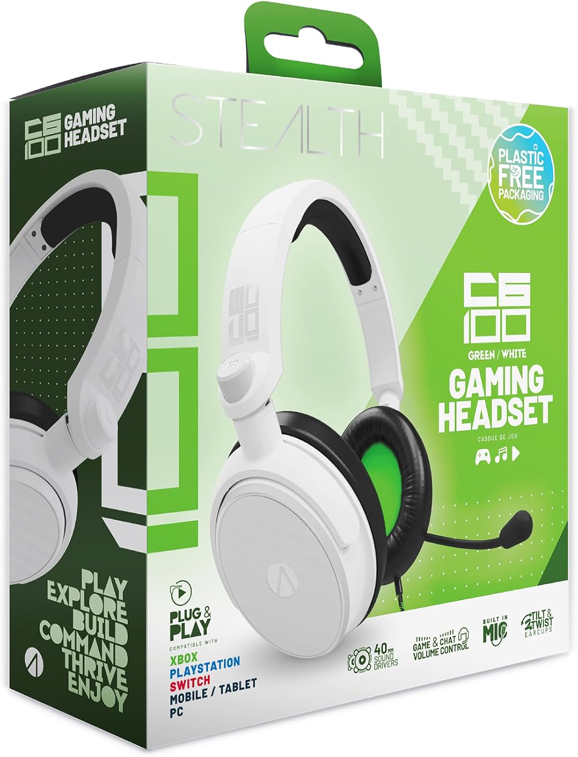 STEALTH C6-100 Gaming Headset Range (Green & White)