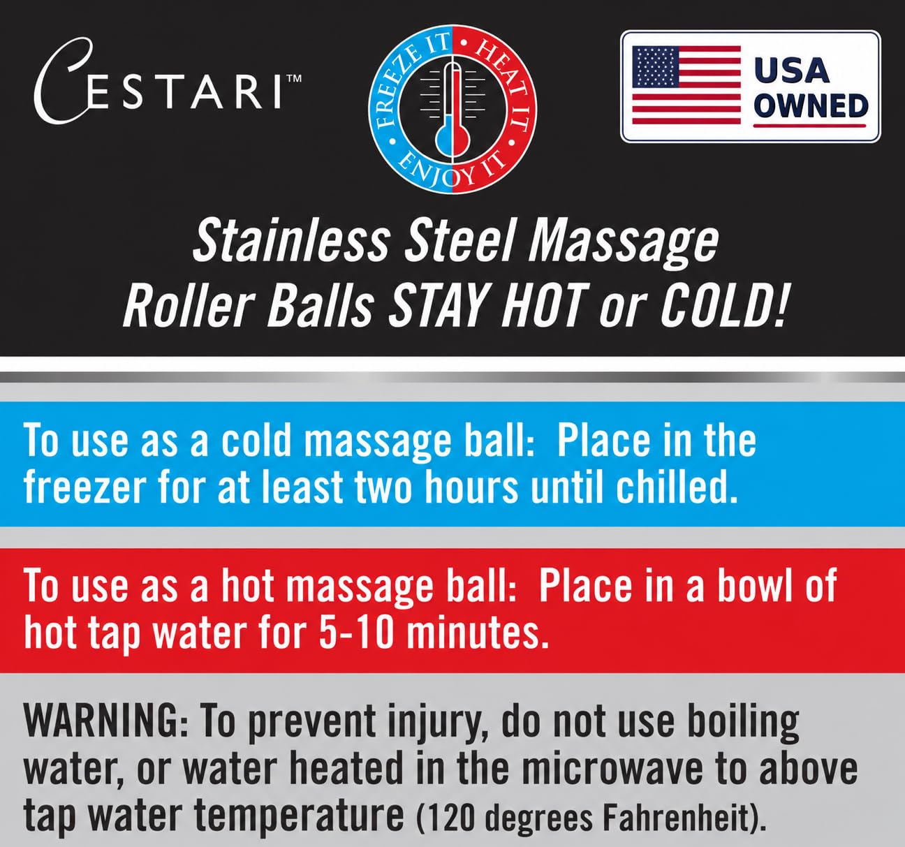 Cryosphere - Bola de masaje caliente y fría, alivio rápido del dolor muscular, bolas de acero inoxidable para terapia de calor o hielo, dolor de pies, fascitis plantar, dolor de espalda, masajeador de