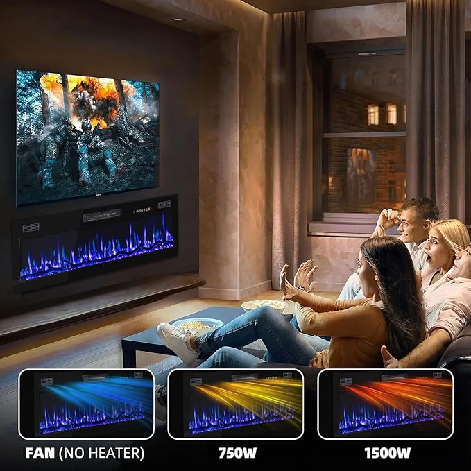 Chimenea Eléctrica 50 Pulgadas Empotrable y de Pared con Control Remoto miniatura 7